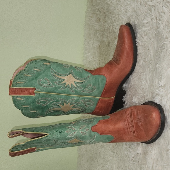 Ariat Women's Manzanita Pink Green Western Boots - Size 7.5 B - Picture 3 of 8